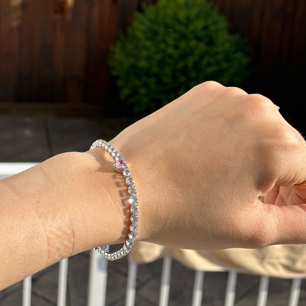 Sparkly Tennis Bracelet with Heart